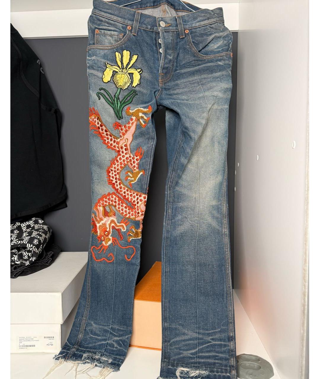 GUCCI Мульти хлопковые прямые джинсы, фото 4