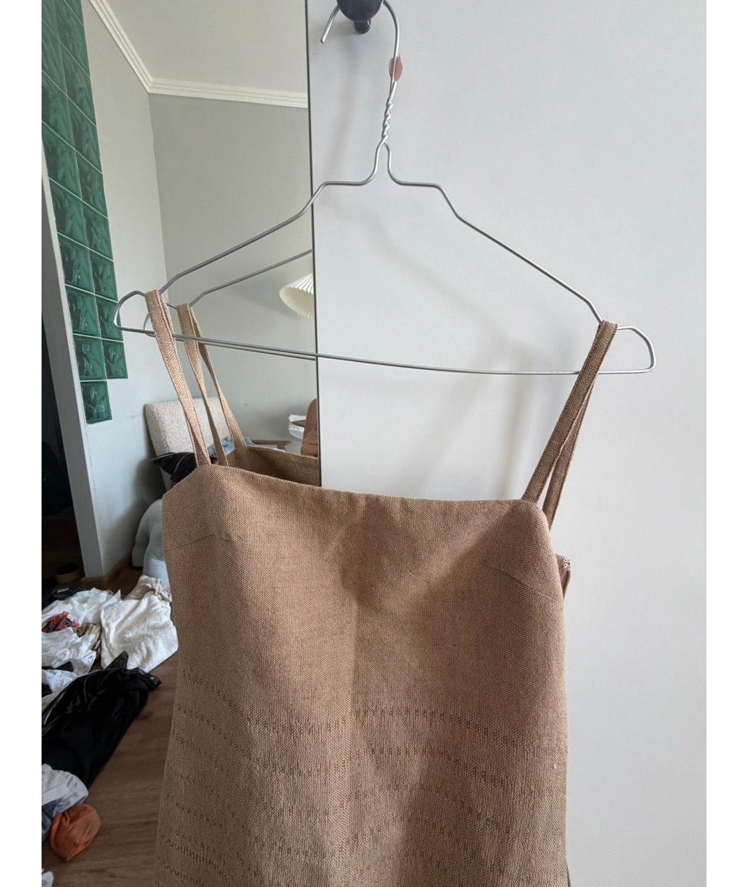 GIUSEPPE DI MORABITO Бежевый льняной сарафан, фото 3