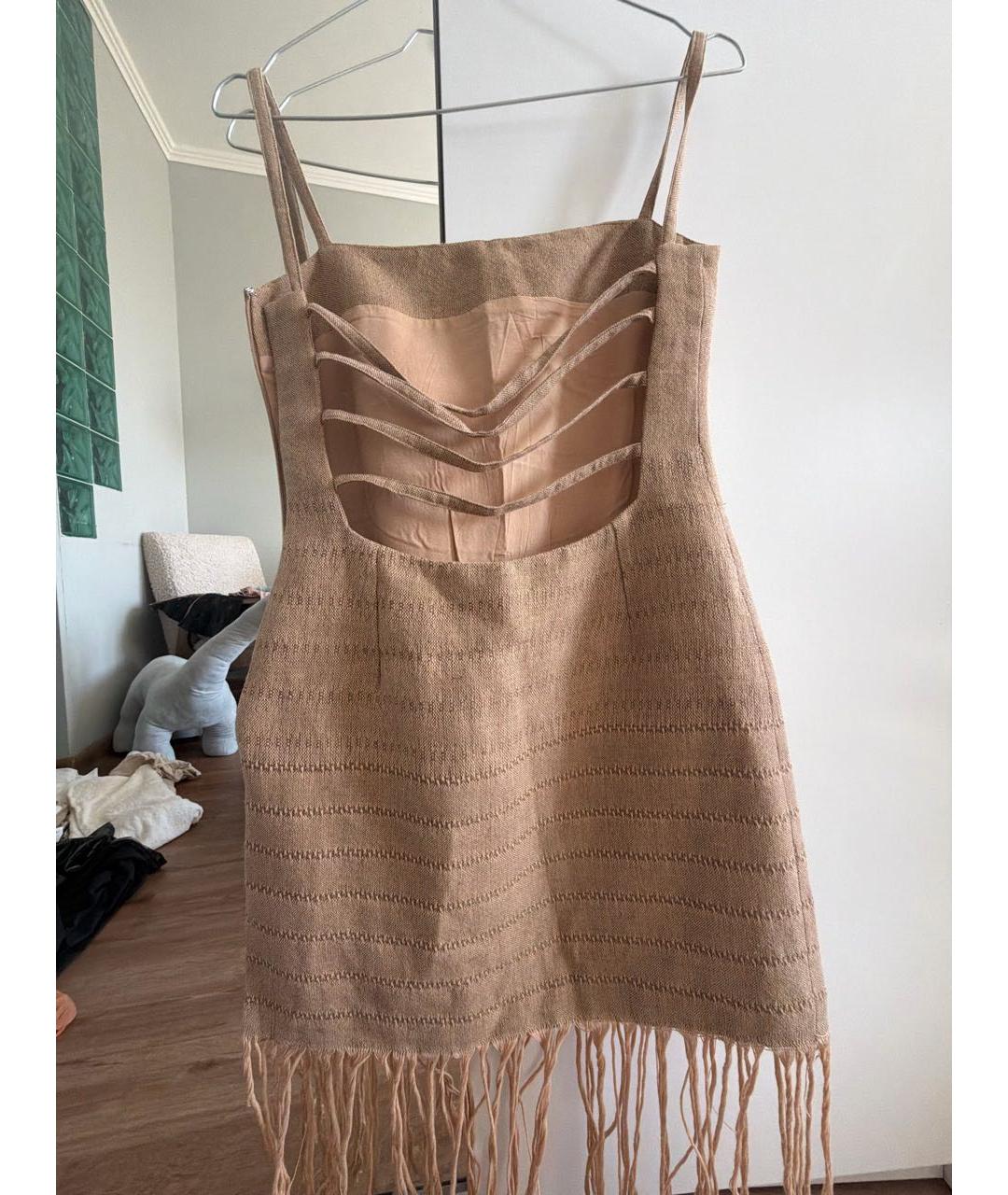 GIUSEPPE DI MORABITO Бежевый льняной сарафан, фото 2