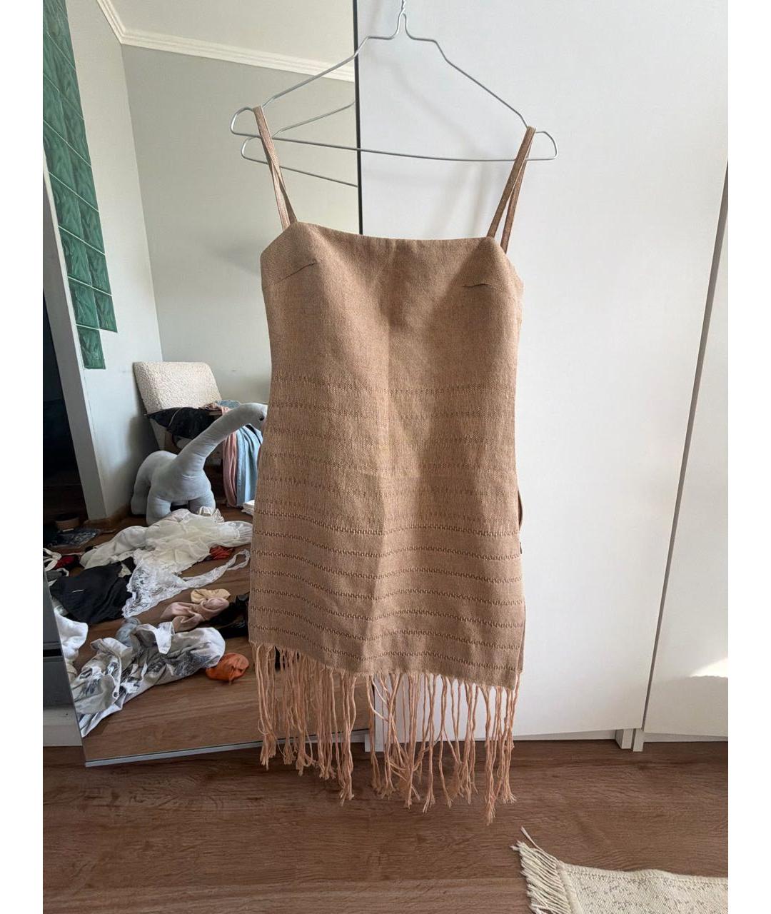 GIUSEPPE DI MORABITO Бежевый льняной сарафан, фото 5