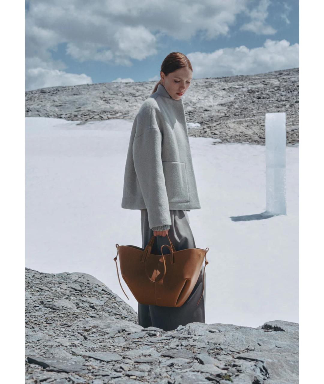 POLENE Коричневая кожаная сумка тоут, фото 4