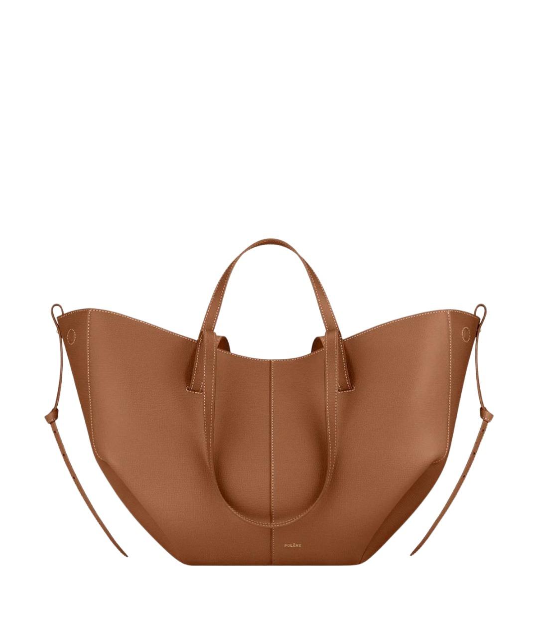 POLENE Коричневая кожаная сумка тоут, фото 1
