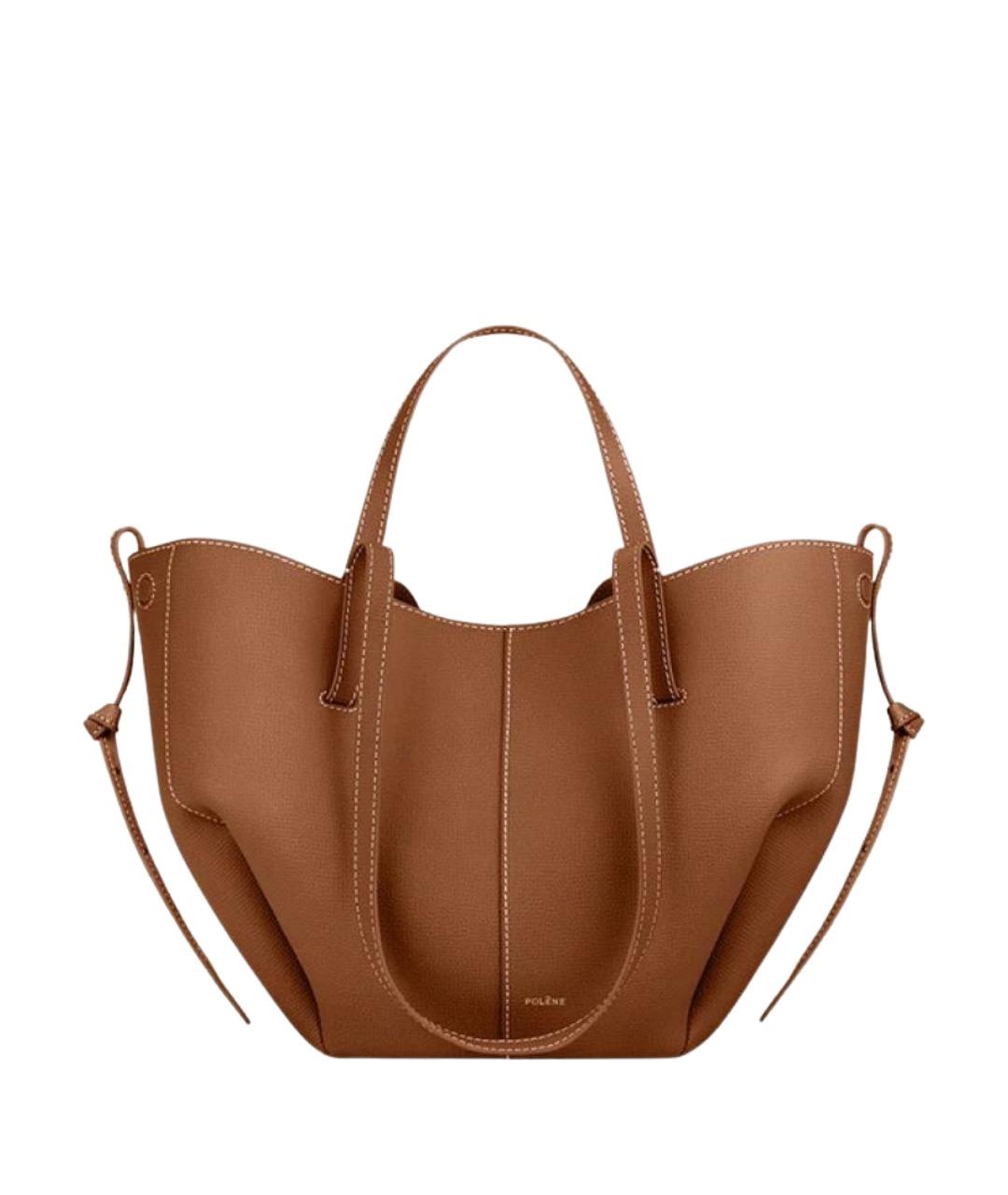 POLENE Коричневая кожаная сумка тоут, фото 1