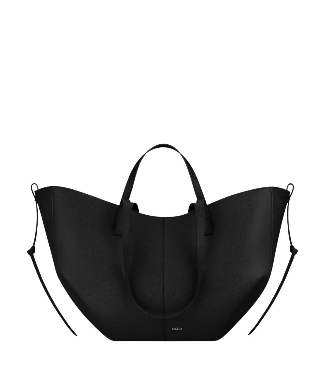 POLENE Черная кожаная сумка тоут, фото 1