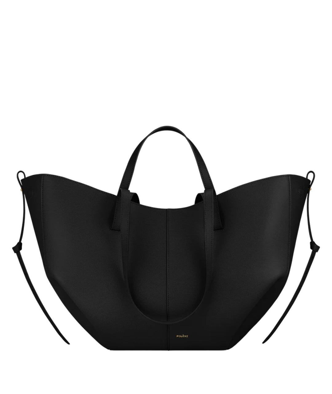 POLENE Черная кожаная сумка тоут, фото 6