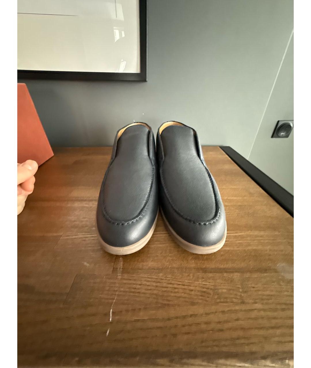 LORO PIANA Черные кожаные лоферы, фото 2