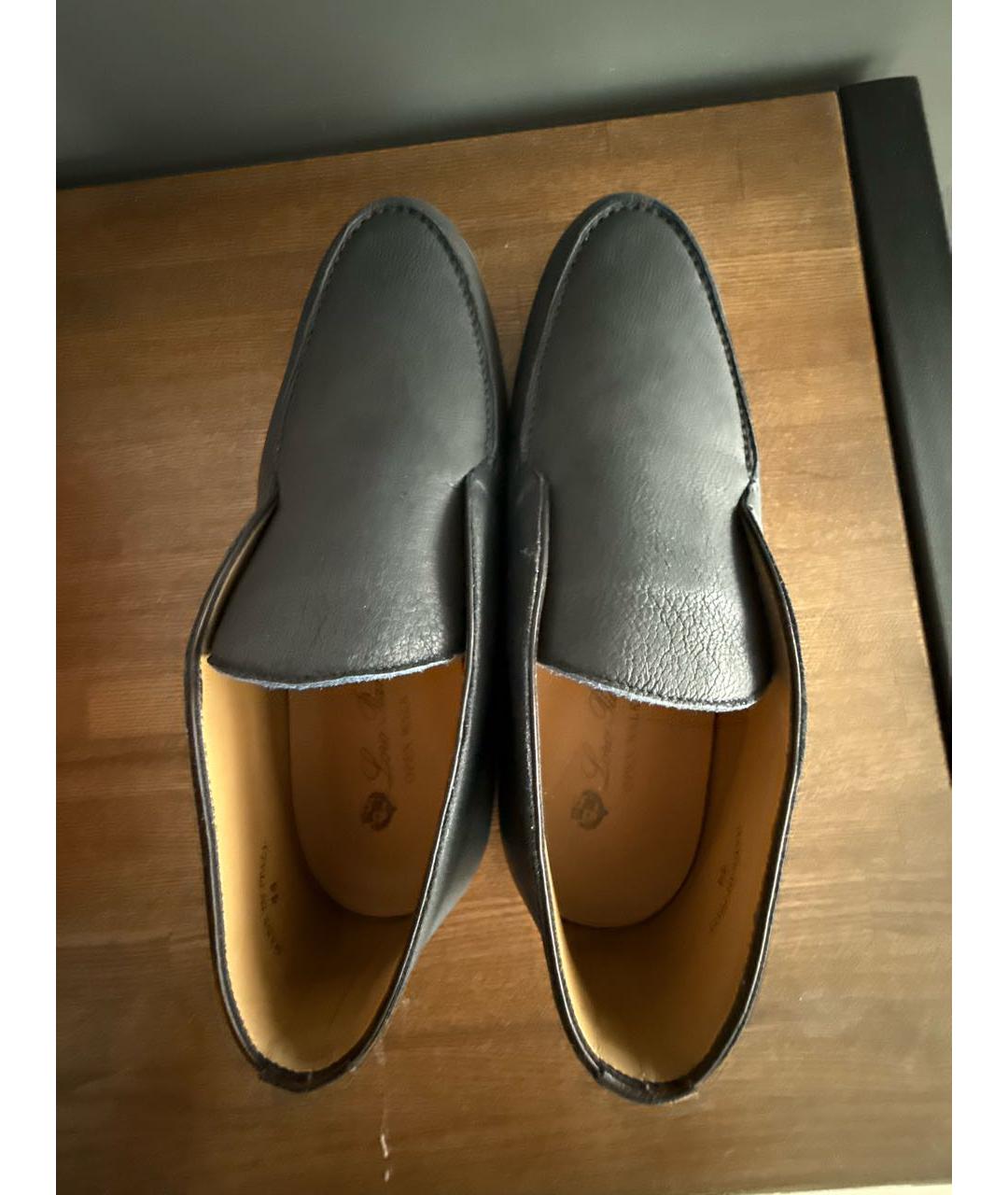 LORO PIANA Черные кожаные лоферы, фото 3