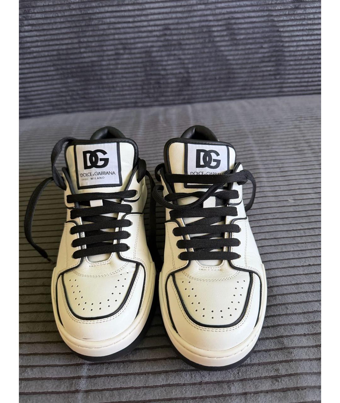 DOLCE&GABBANA Белые кожаные кеды, фото 2