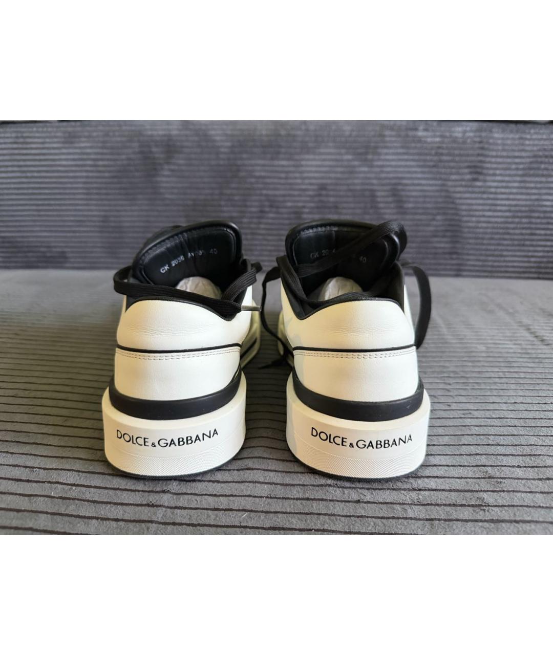 DOLCE&GABBANA Белые кожаные кеды, фото 4