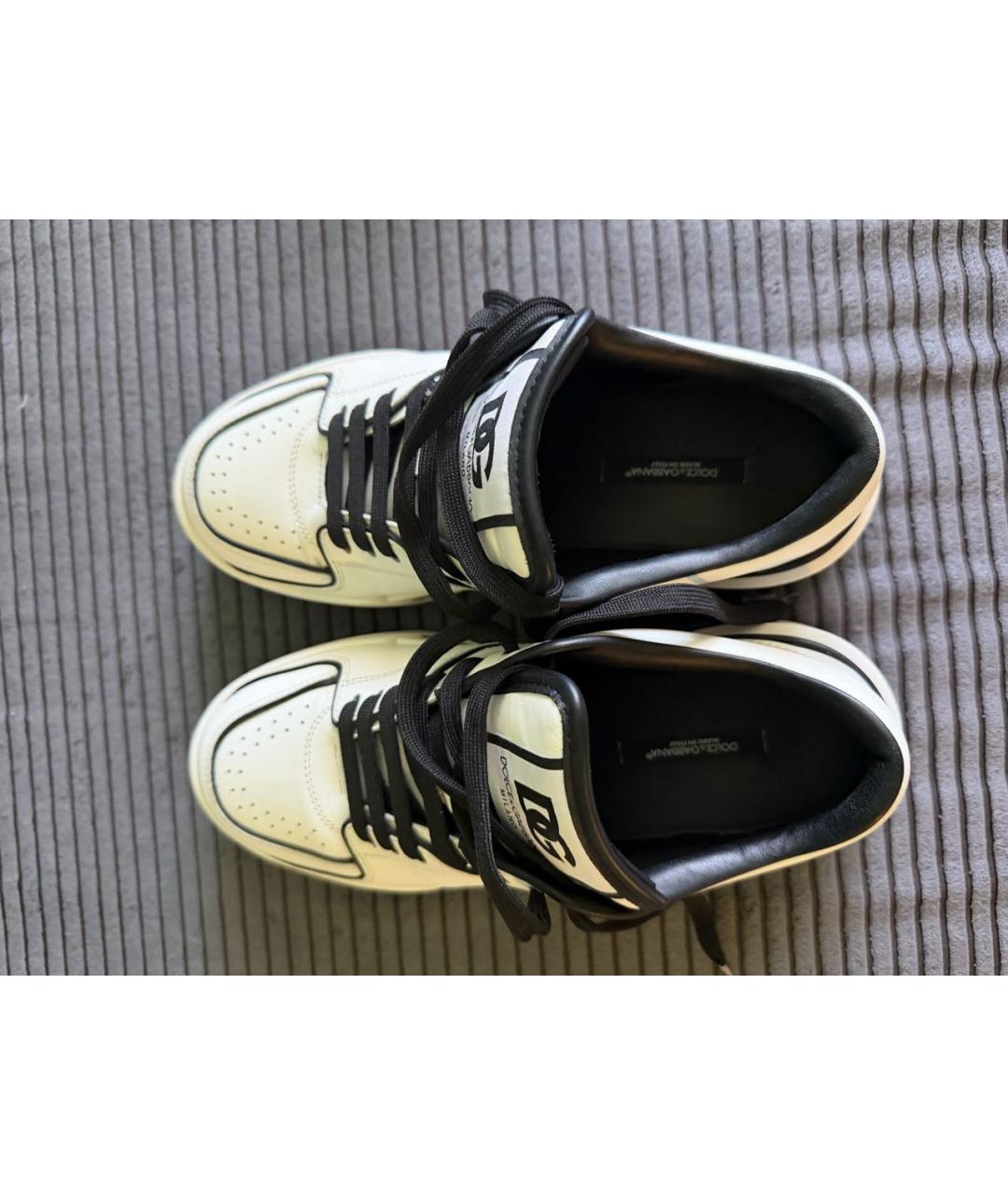 DOLCE&GABBANA Белые кожаные кеды, фото 3