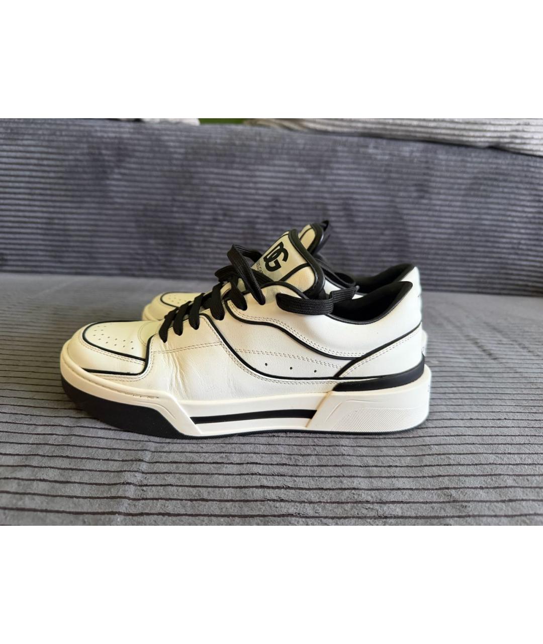 DOLCE&GABBANA Белые кожаные кеды, фото 6