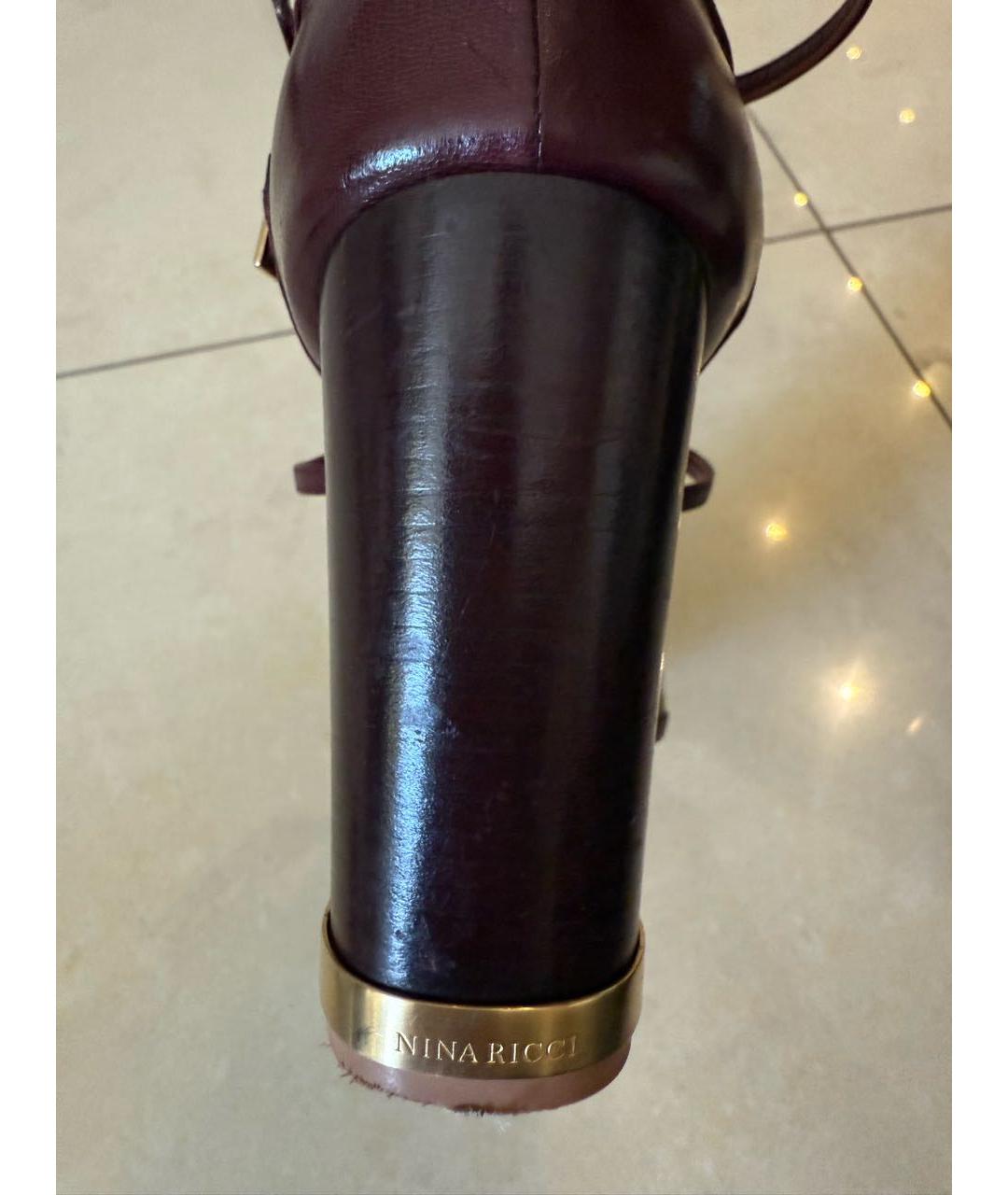 NINA RICCI Бордовые кожаные туфли, фото 6