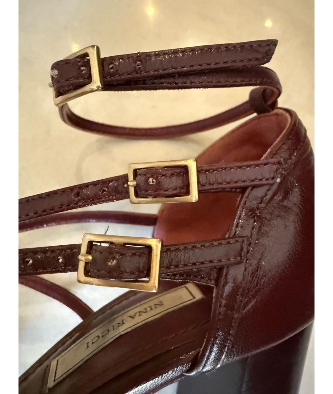 NINA RICCI Бордовые кожаные туфли, фото 5