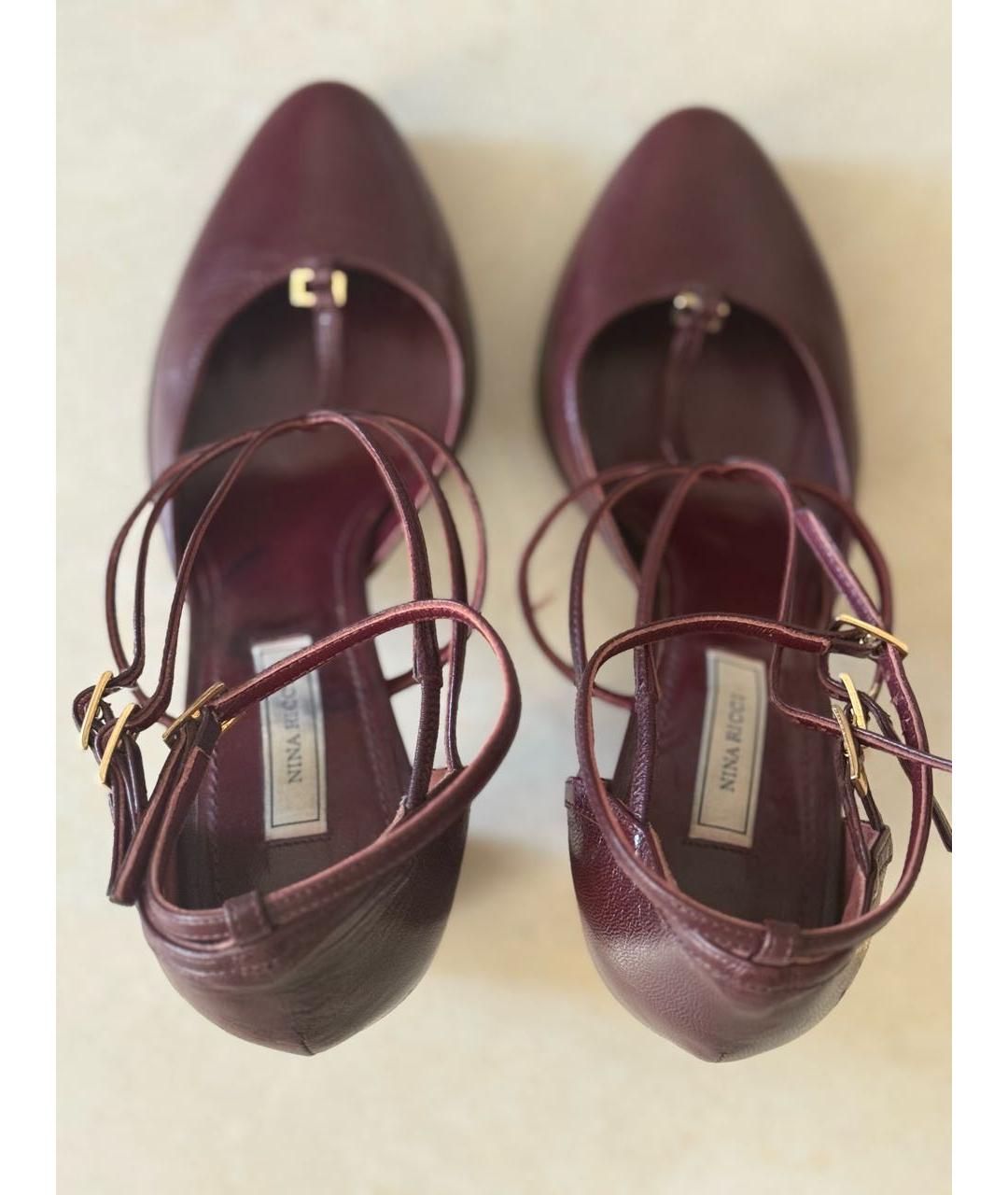 NINA RICCI Бордовые кожаные туфли, фото 2