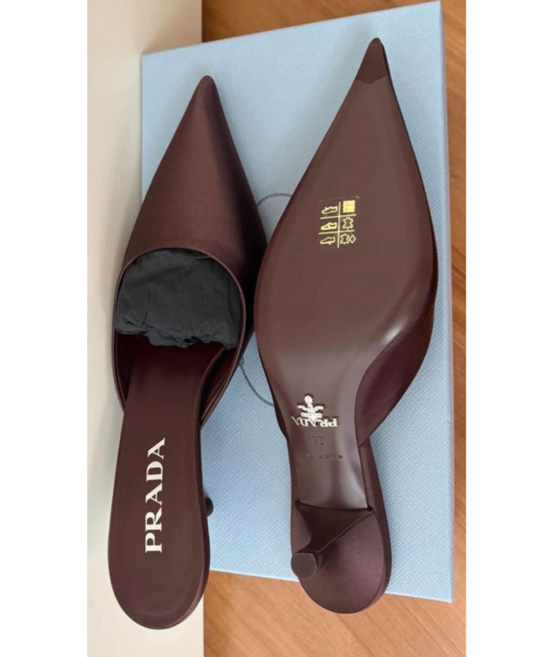 PRADA Коричневые кожаные мюли, фото 5