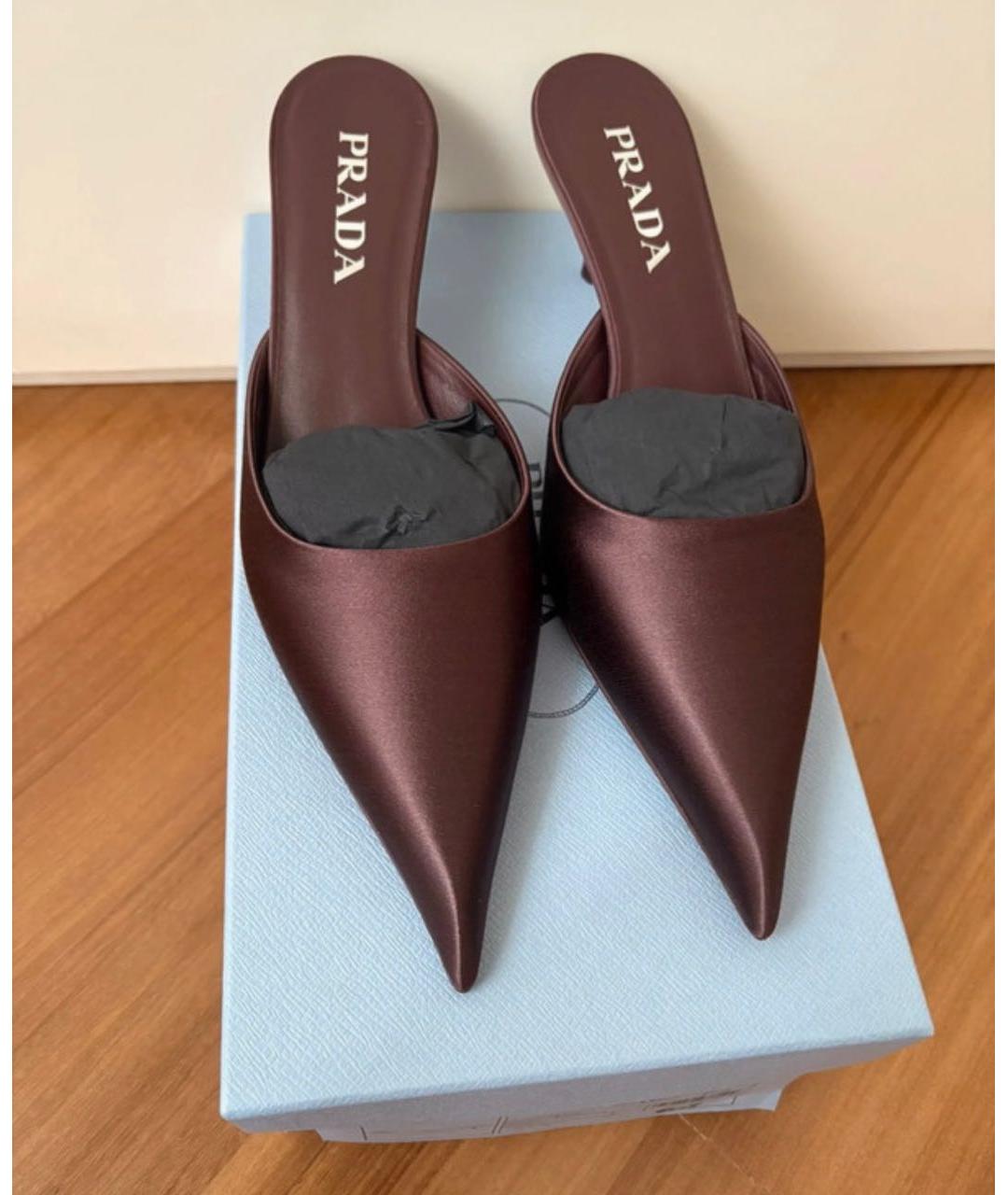 PRADA Коричневые кожаные мюли, фото 4