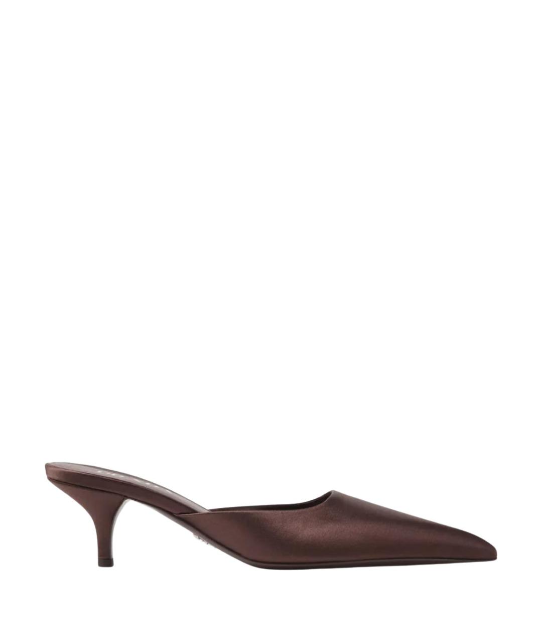 PRADA Коричневые кожаные мюли, фото 1