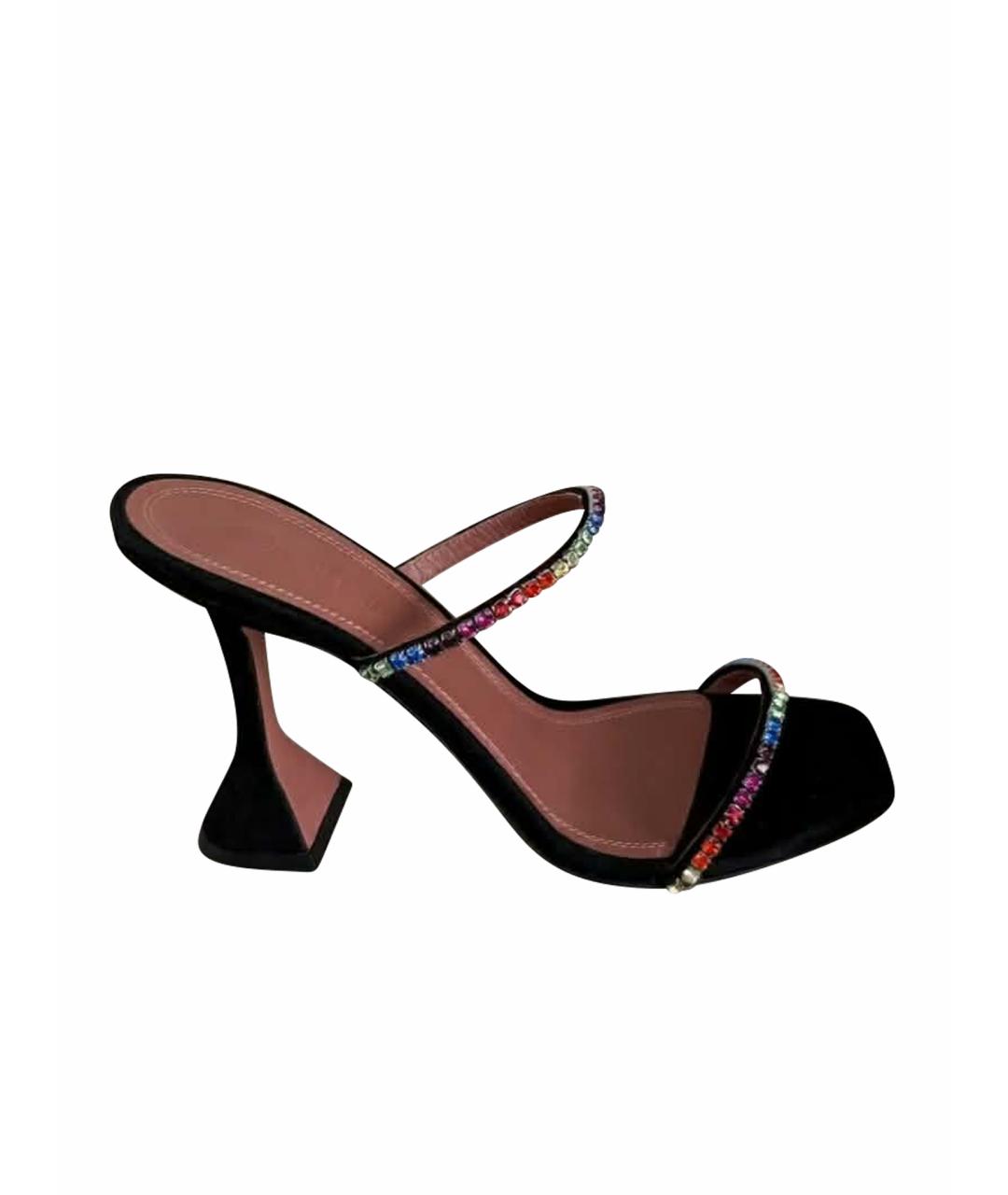 Amina Muaddi Черные замшевые босоножки, фото 1