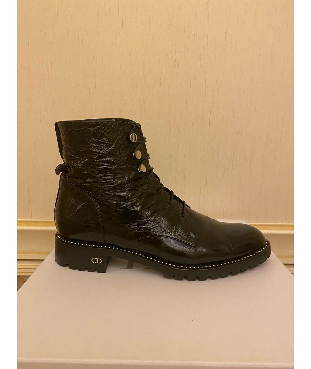 CHRISTIAN DIOR Черные кожаные ботинки, фото 9