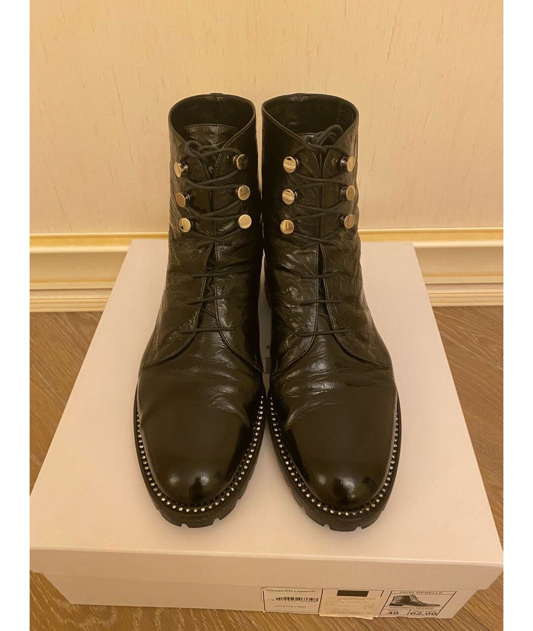 CHRISTIAN DIOR Черные кожаные ботинки, фото 2