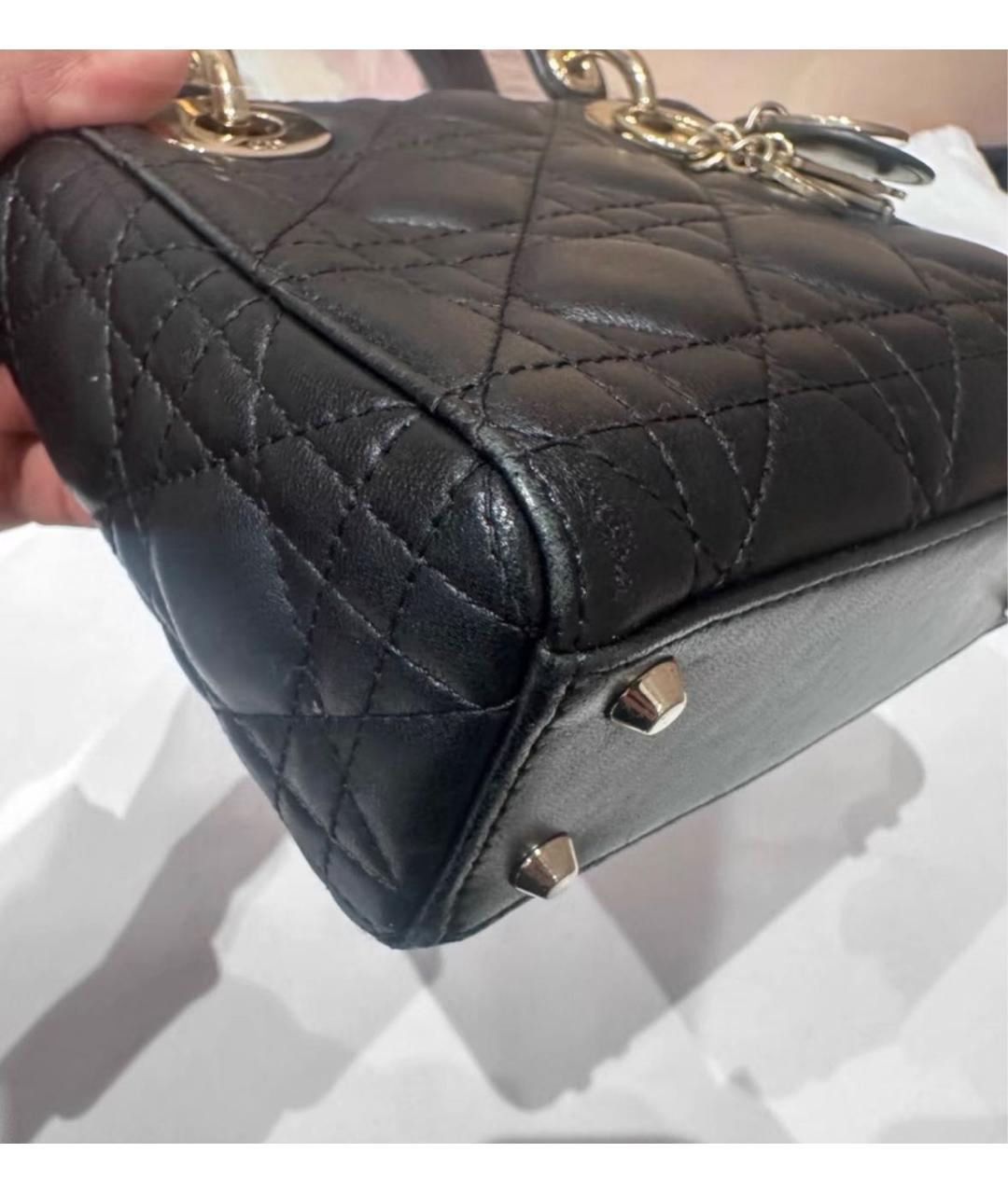 CHRISTIAN DIOR Черная кожаная сумка с короткими ручками, фото 2