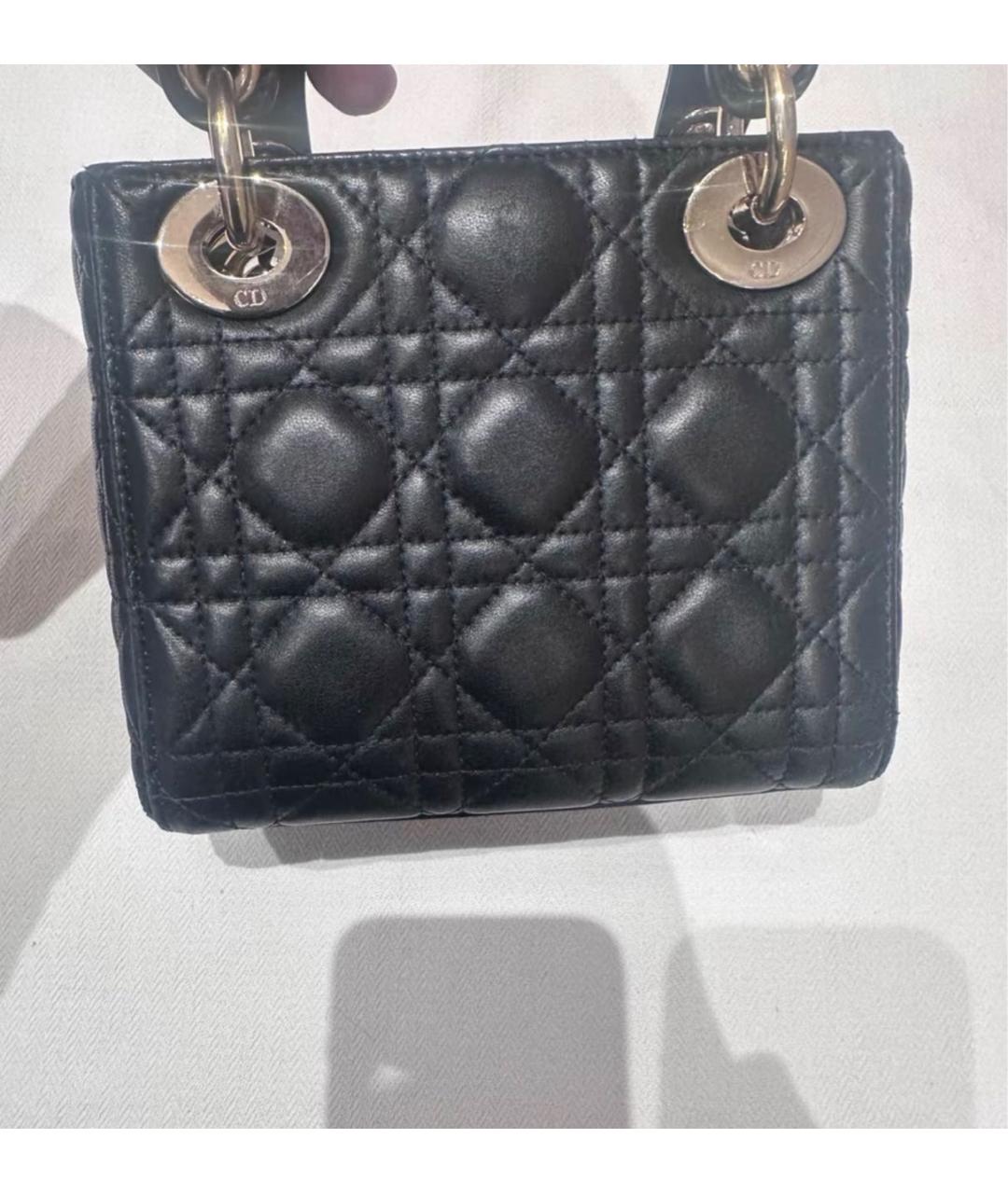 CHRISTIAN DIOR Черная кожаная сумка с короткими ручками, фото 7