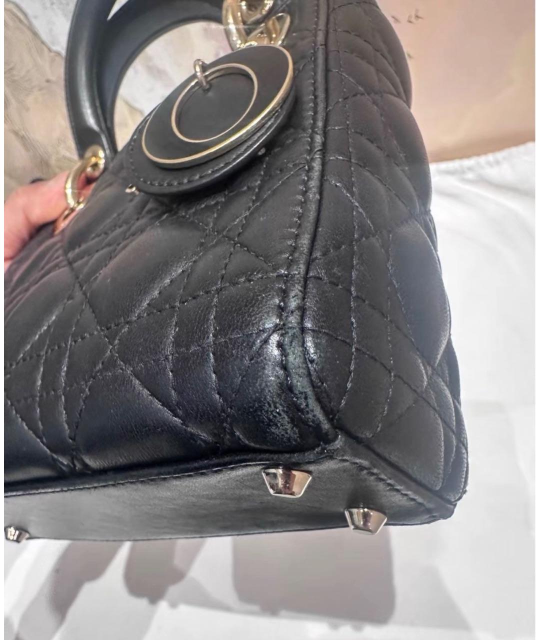 CHRISTIAN DIOR Черная кожаная сумка с короткими ручками, фото 3