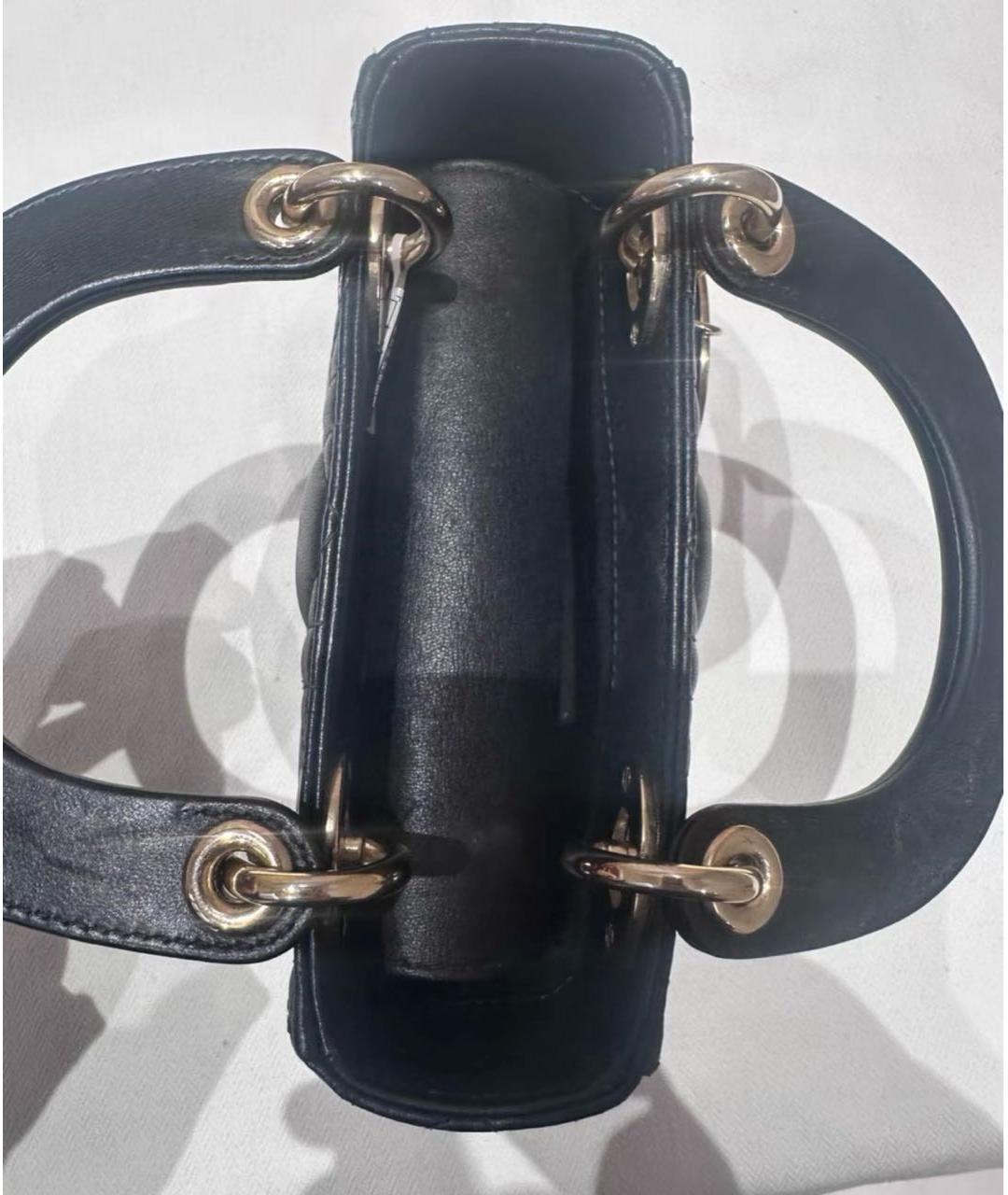 CHRISTIAN DIOR Черная кожаная сумка с короткими ручками, фото 8