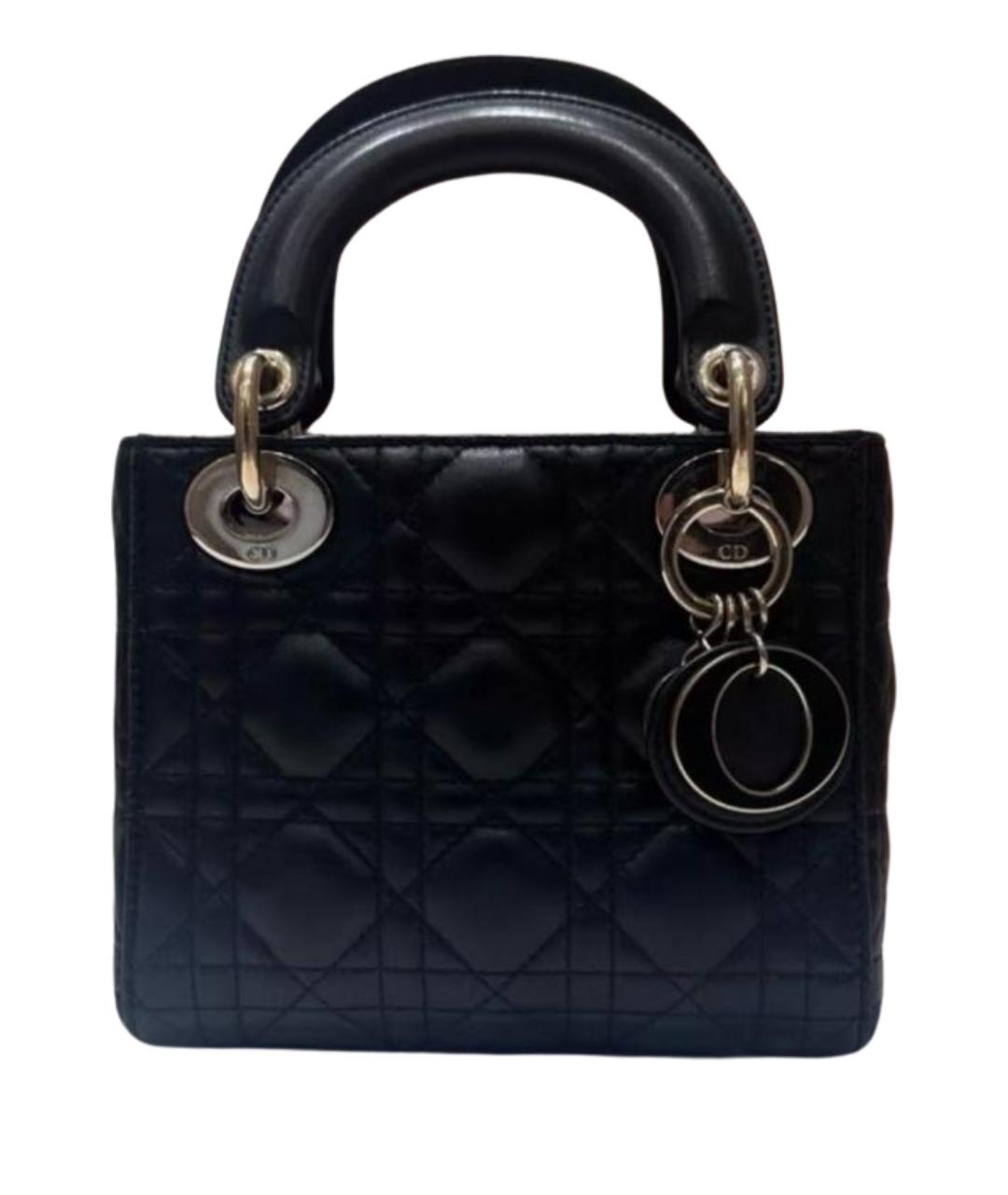 CHRISTIAN DIOR Черная кожаная сумка с короткими ручками, фото 1