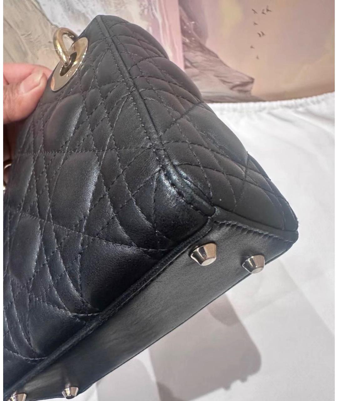 CHRISTIAN DIOR Черная кожаная сумка с короткими ручками, фото 5