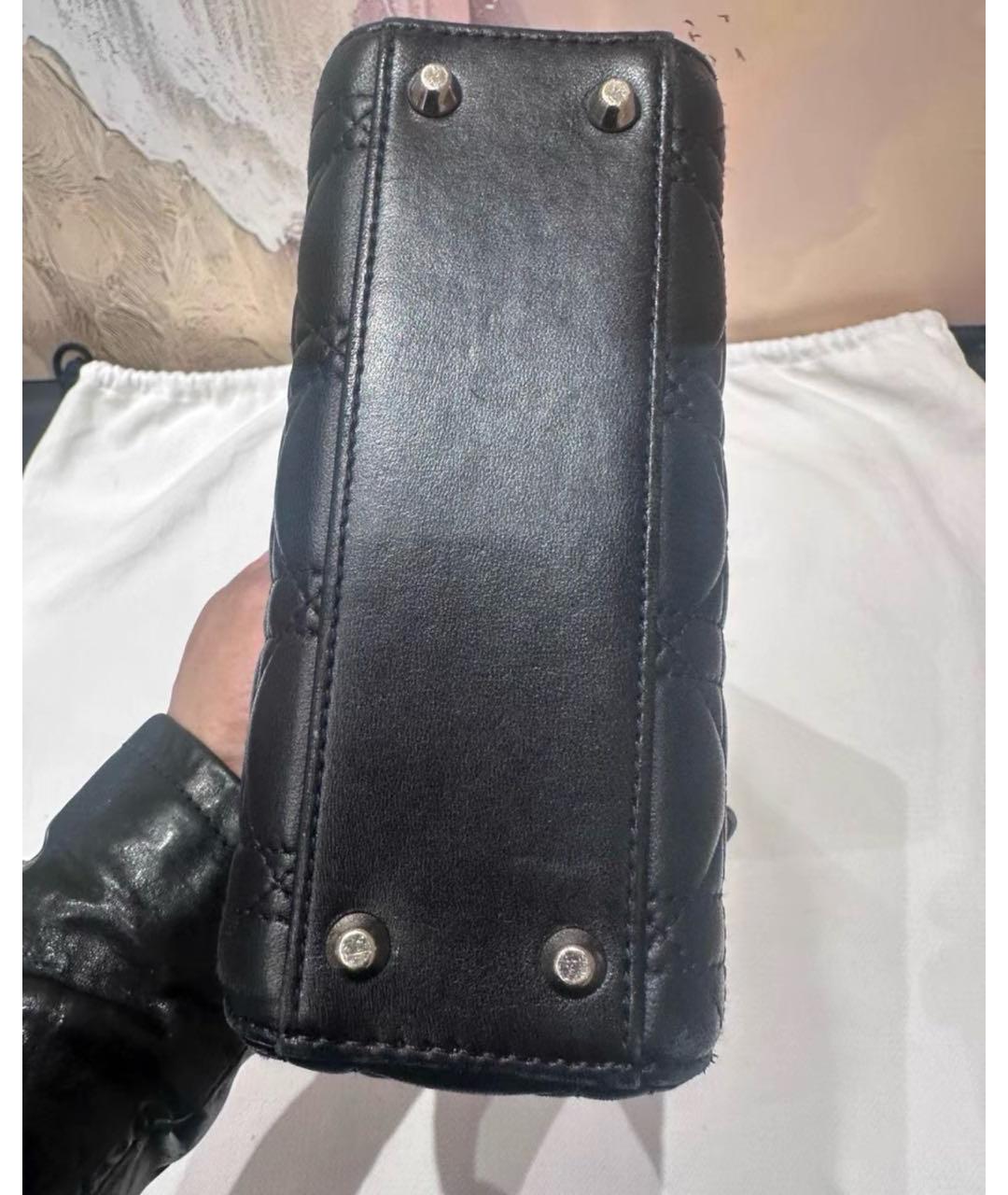 CHRISTIAN DIOR Черная кожаная сумка с короткими ручками, фото 6