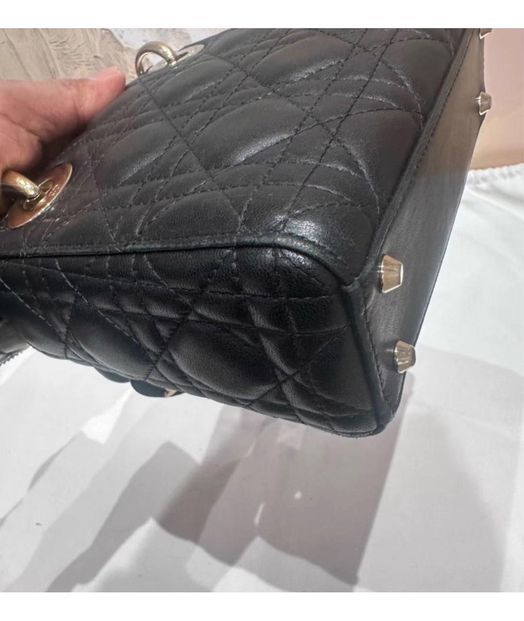 CHRISTIAN DIOR Черная кожаная сумка с короткими ручками, фото 4
