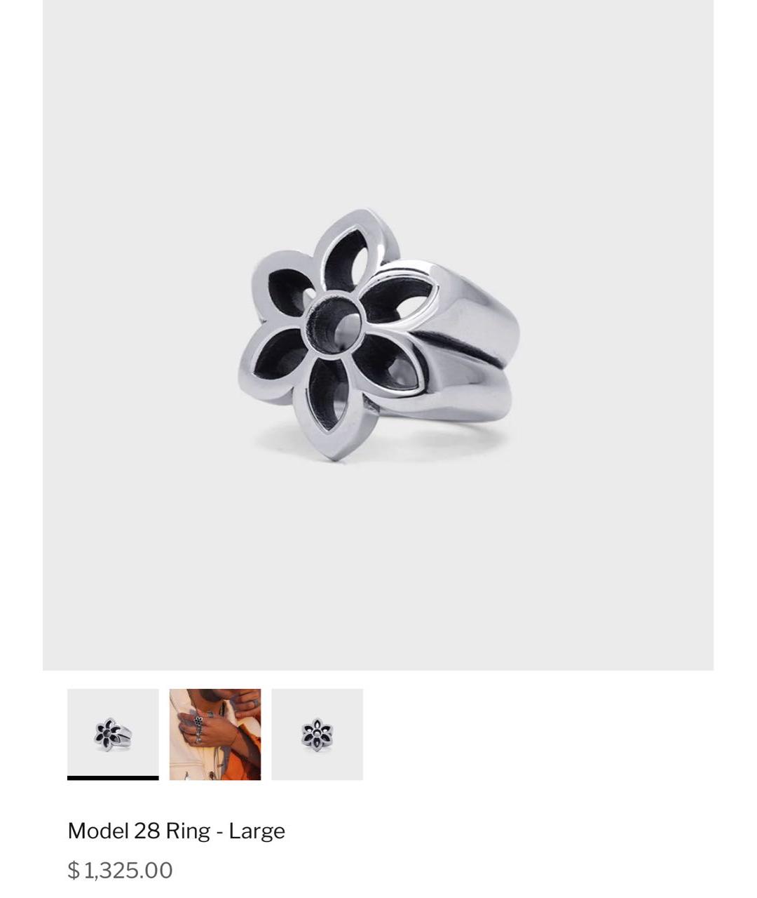 CHROME HEARTS Серое серебряное кольцо, фото 6