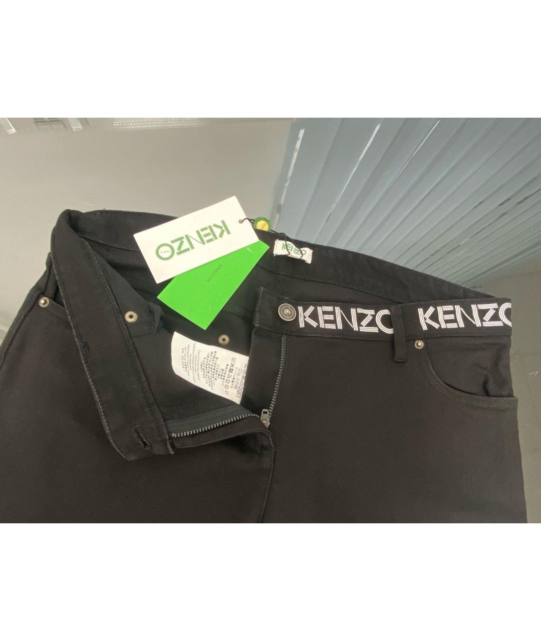 KENZO Черные хлопко-эластановые джинсы слим, фото 3
