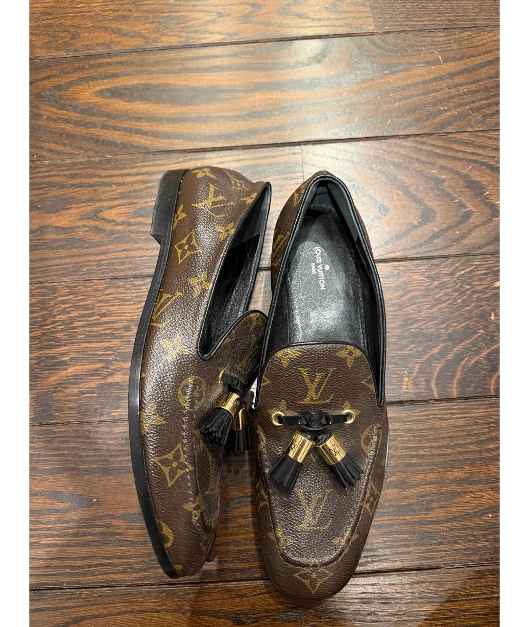 LOUIS VUITTON Коричневые кожаные лоферы, фото 5