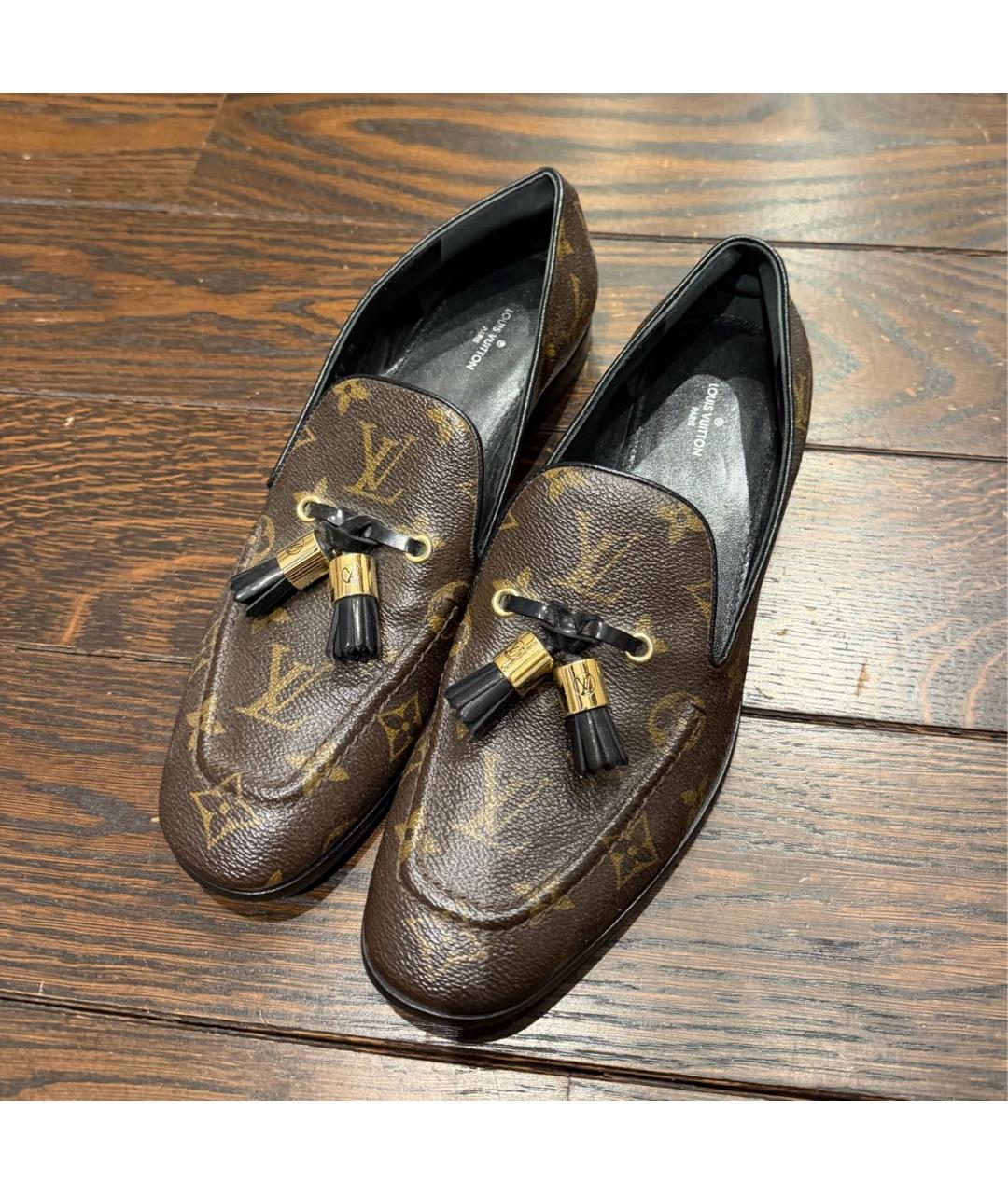 LOUIS VUITTON Коричневые кожаные лоферы, фото 2
