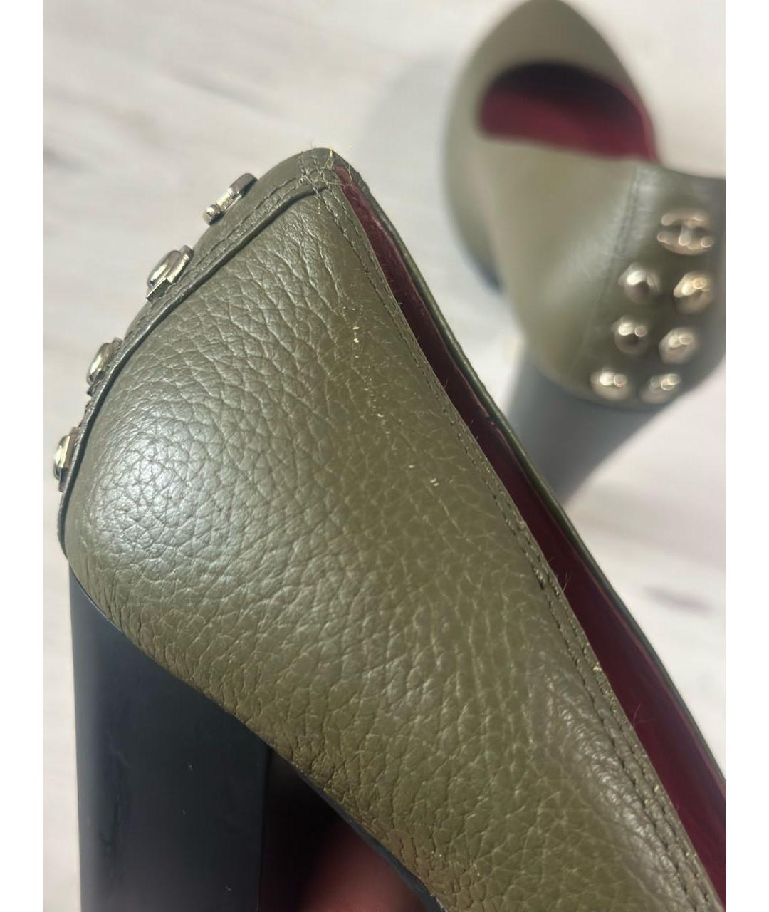 JUST CAVALLI Зеленые кожаные туфли, фото 6