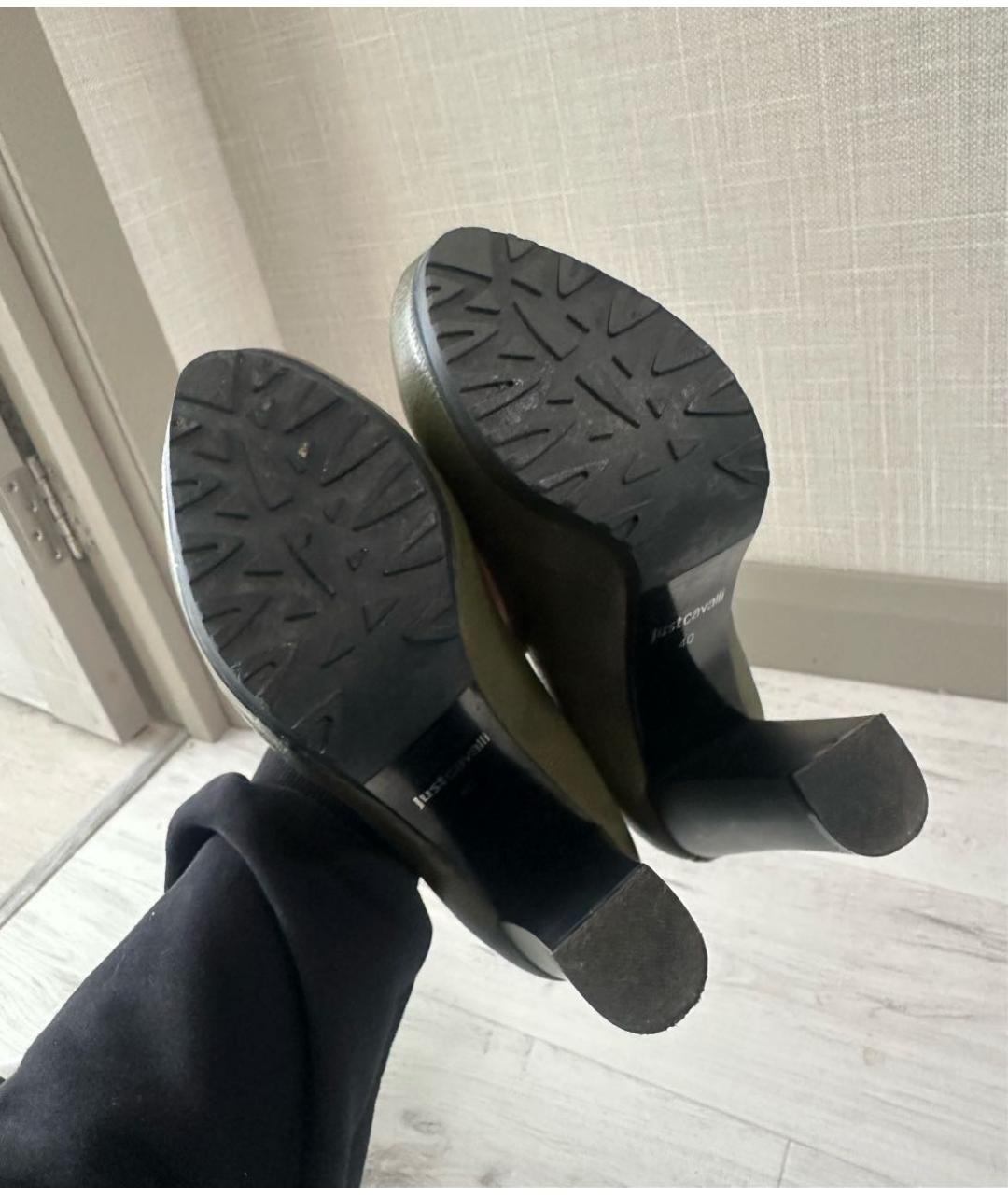 JUST CAVALLI Зеленые кожаные туфли, фото 5