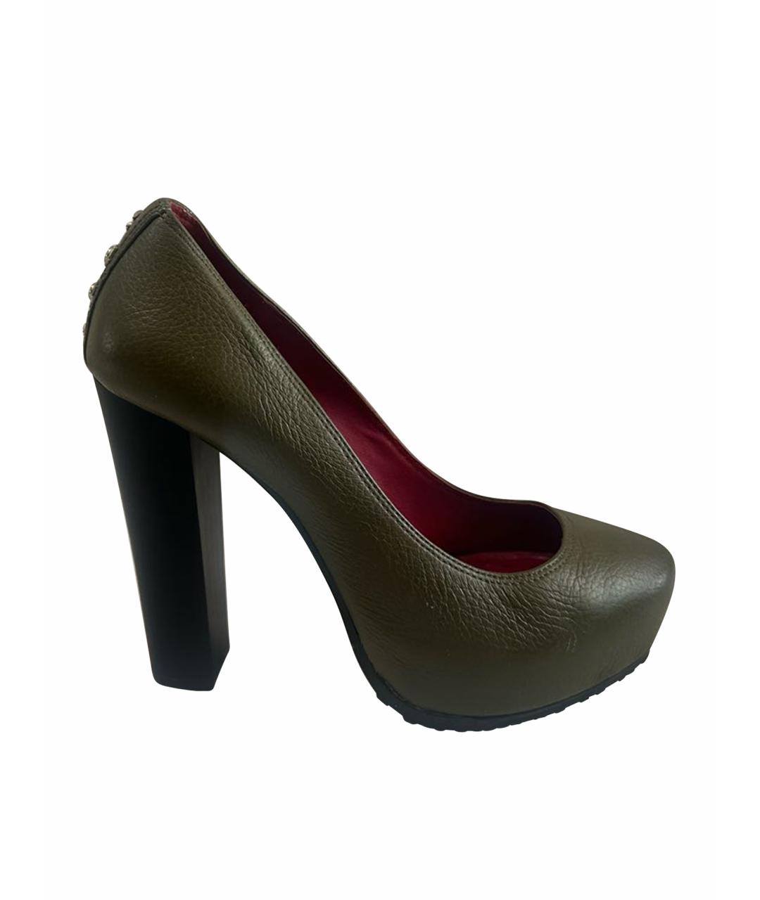 JUST CAVALLI Зеленые кожаные туфли, фото 1