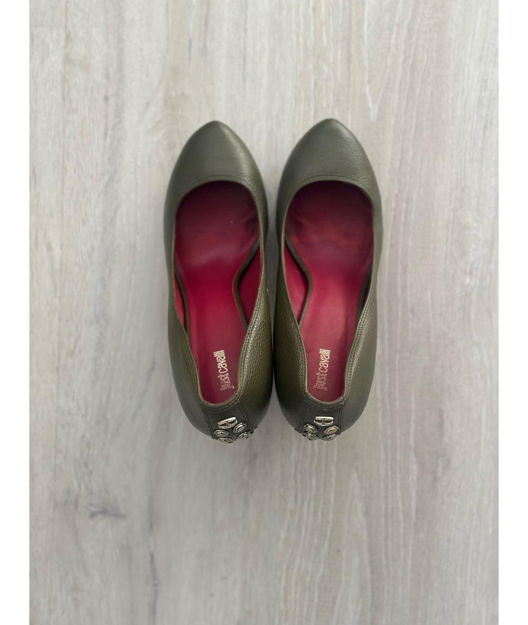 JUST CAVALLI Зеленые кожаные туфли, фото 3