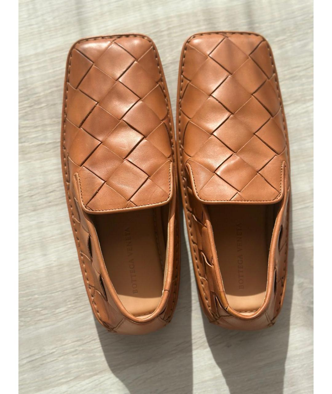 BOTTEGA VENETA Горчичные кожаные лоферы, фото 2