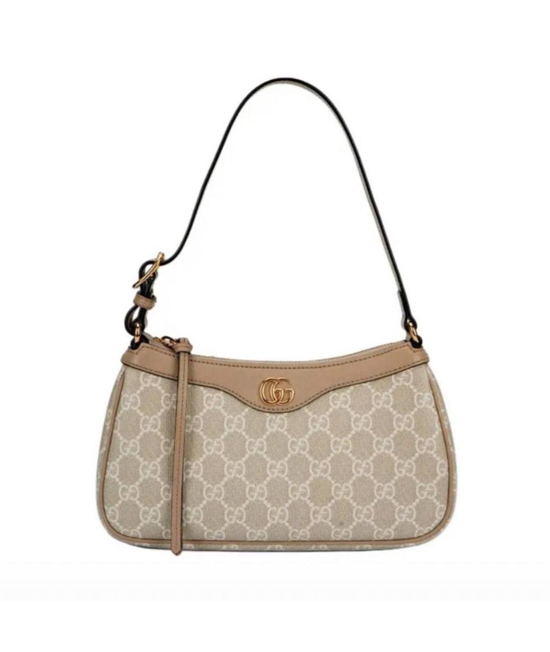 GUCCI Бежевая кожаная сумка с короткими ручками, фото 1