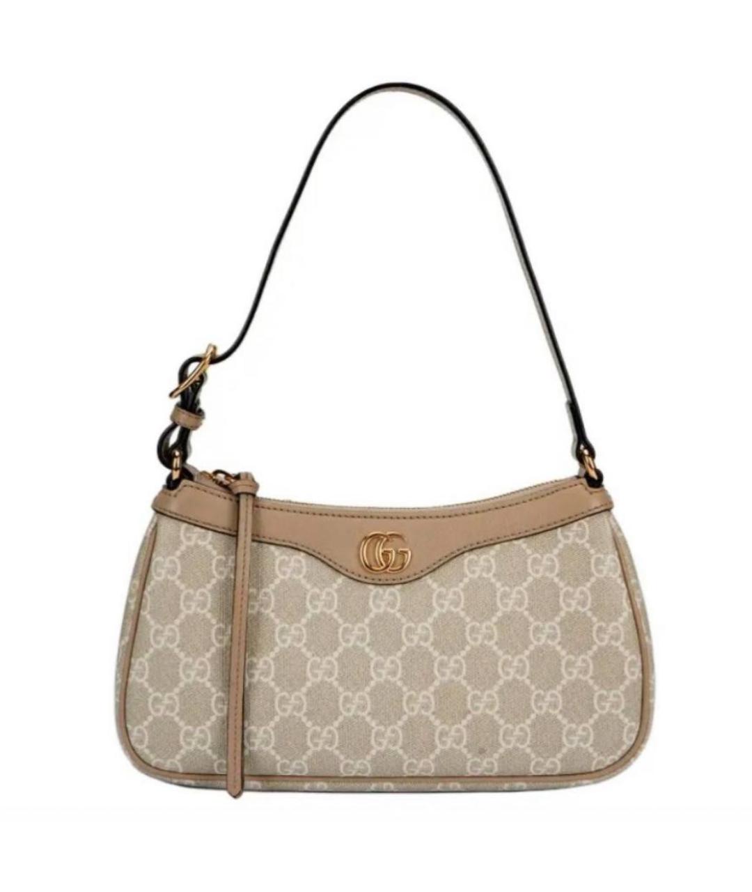 GUCCI Бежевая кожаная сумка с короткими ручками, фото 2