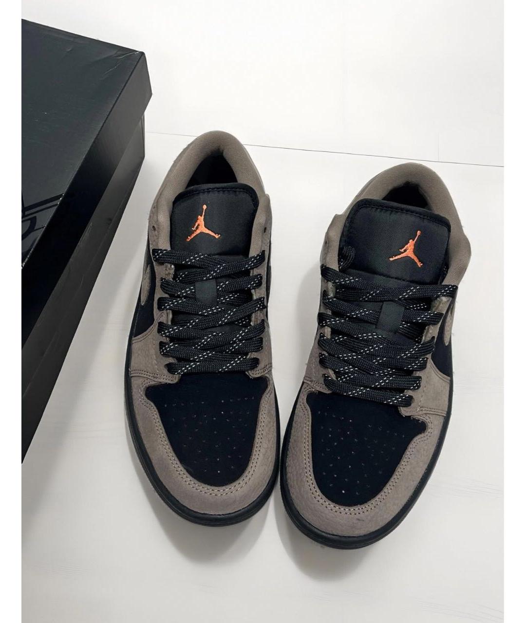 JORDAN Черные кожаные низкие кроссовки / кеды, фото 6