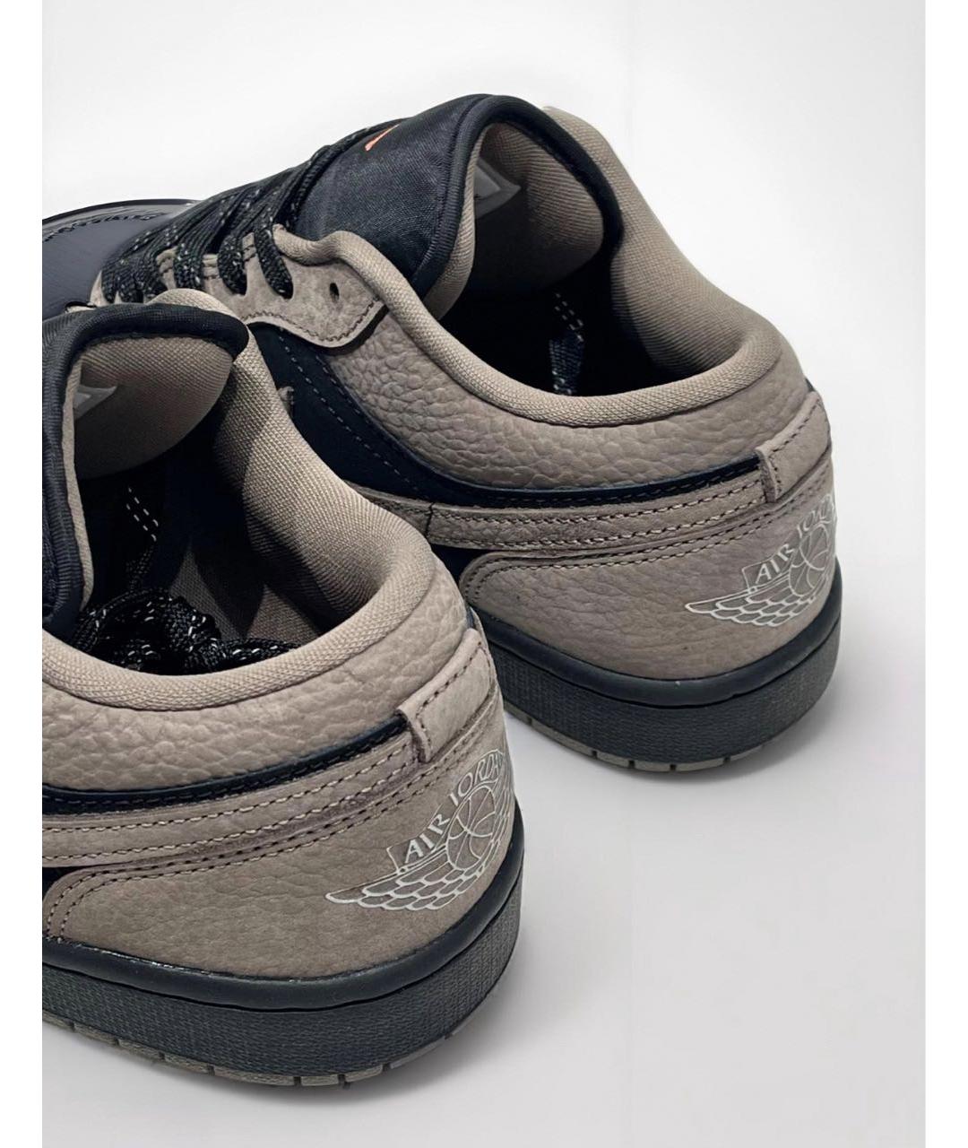 JORDAN Черные кожаные низкие кроссовки / кеды, фото 5