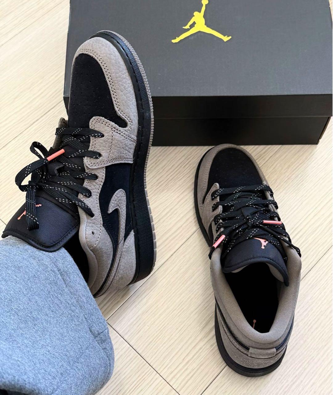 JORDAN Черные кожаные низкие кроссовки / кеды, фото 8