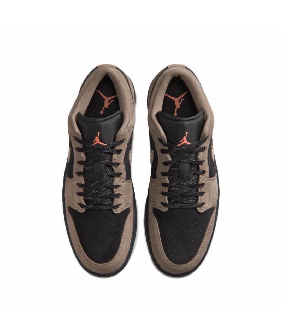 JORDAN Черные кожаные низкие кроссовки / кеды, фото 3