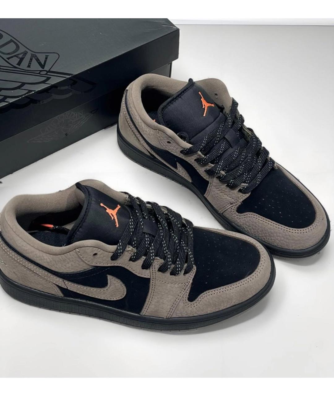 JORDAN Черные кожаные низкие кроссовки / кеды, фото 7