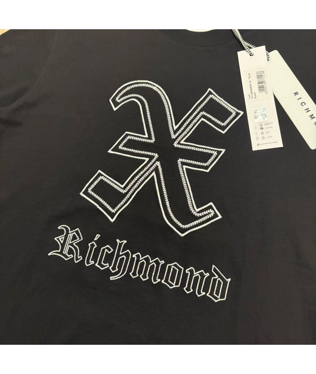 JOHN RICHMOND Черная хлопковая футболка, фото 2