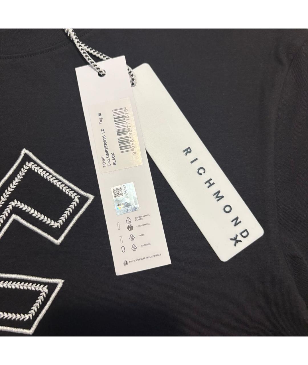 JOHN RICHMOND Черная хлопковая футболка, фото 3